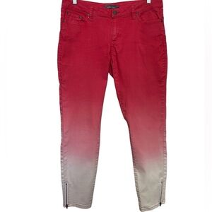 Prana Skinny Pink Ombré Zip Ankle Jeans